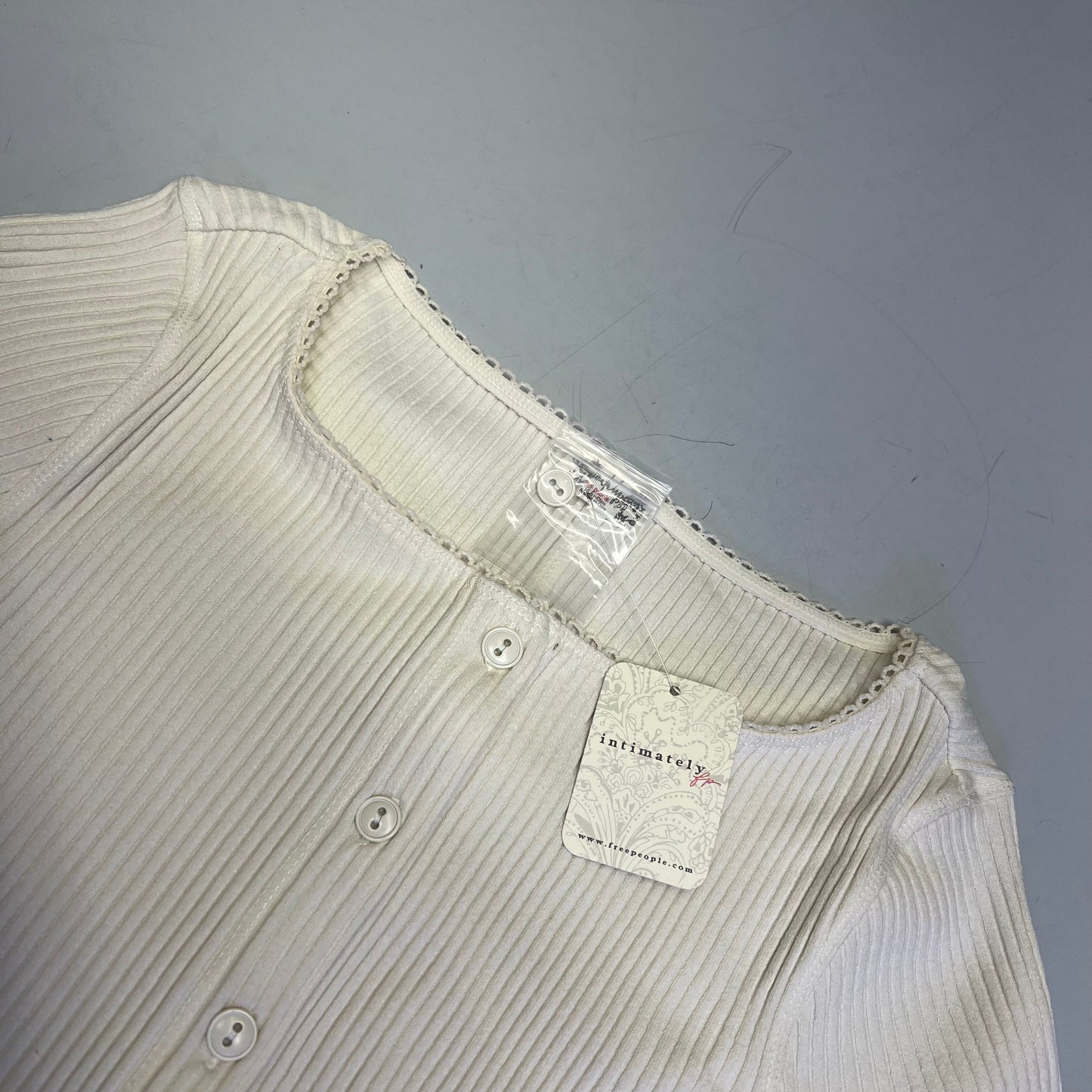 FREE PEOPLE Ribbed Cap Sleeve Most Wanted Cardi Women's Sz L Ivory 92736032