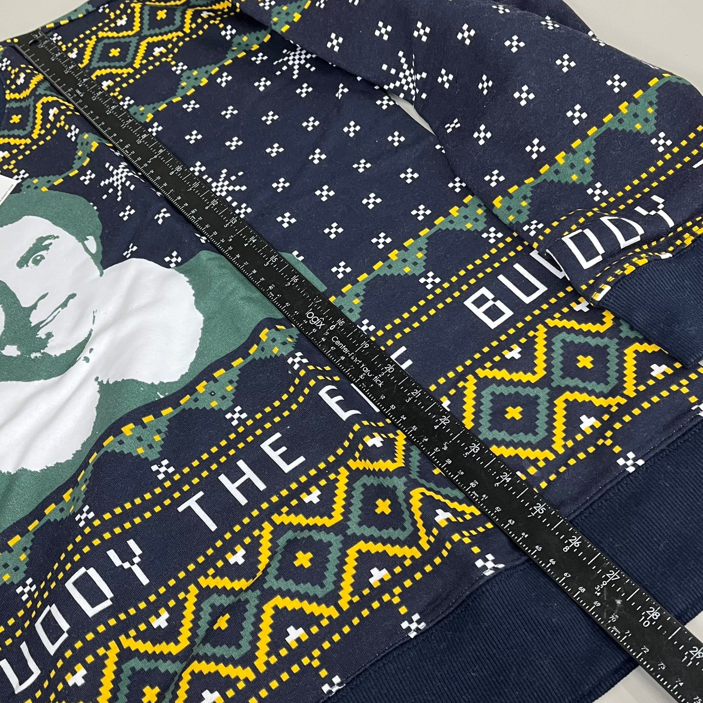 OLD NAVY Men's Christmas Holiday Buddy the Elf Crewneck Sweatshirt Sz
 XL Navy/Green 572579-00-1
