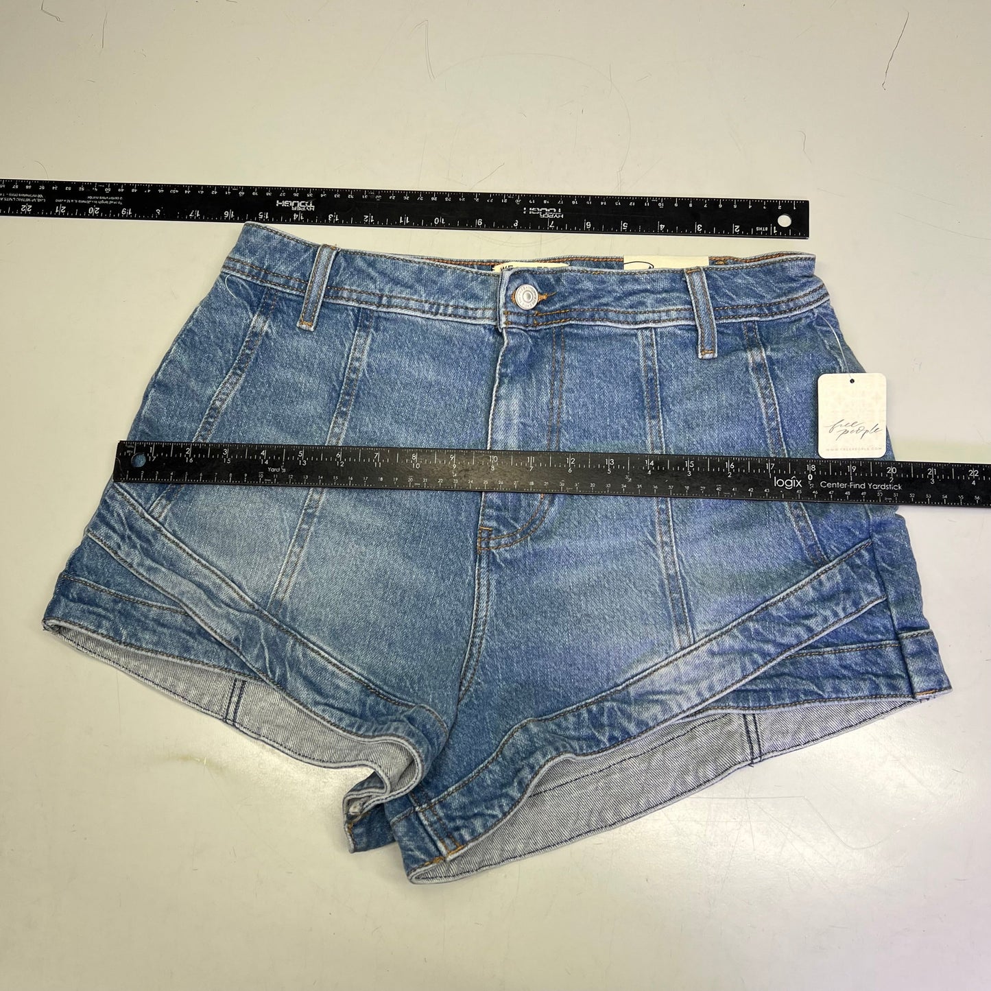 FREE PEOPLE CRVY Mona High-Rise Shorts  Women's Sz 31 Power Trip Blue 89248835
