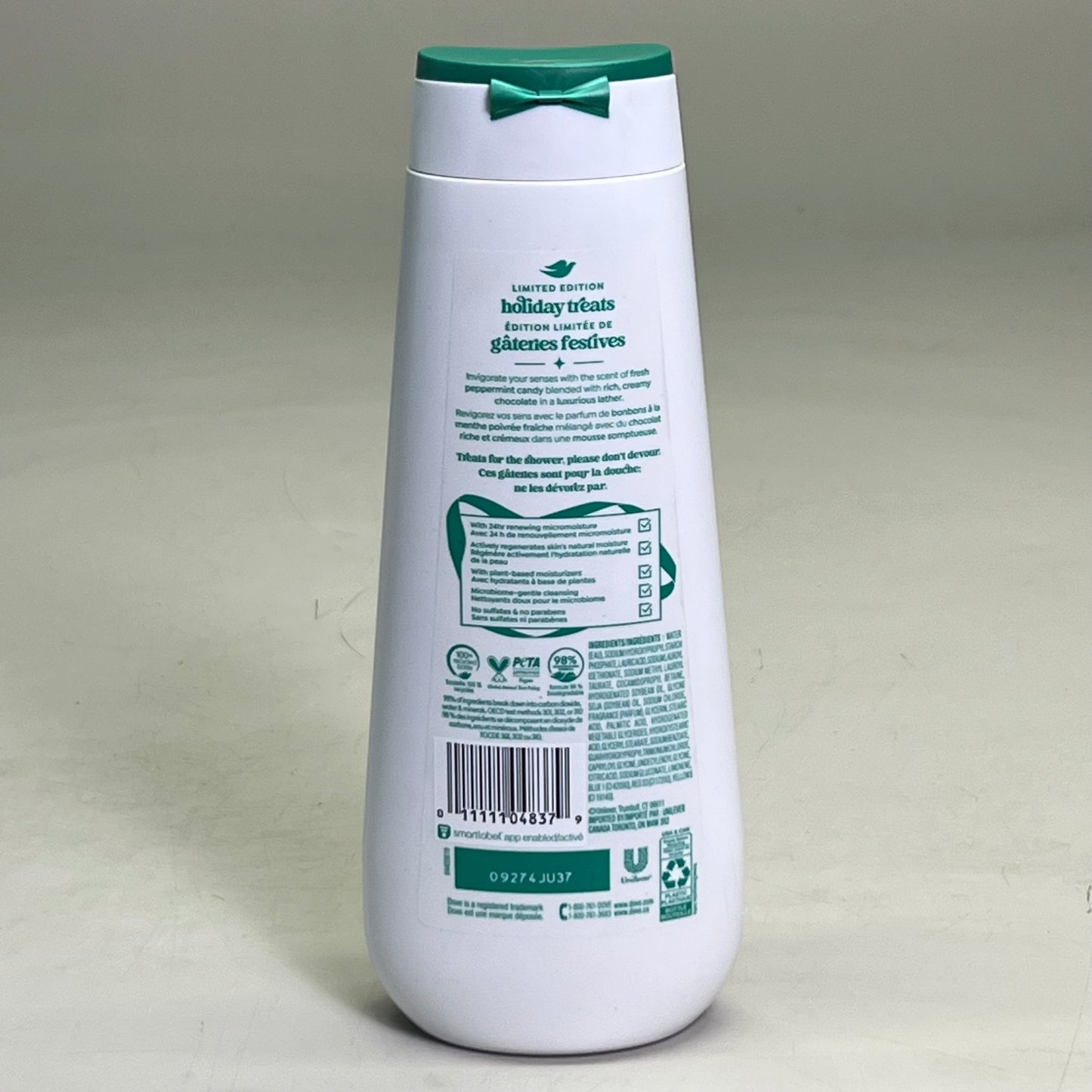 DOVE (2 PACK) Pepper Mint Bark Body Wash 20 fl oz White