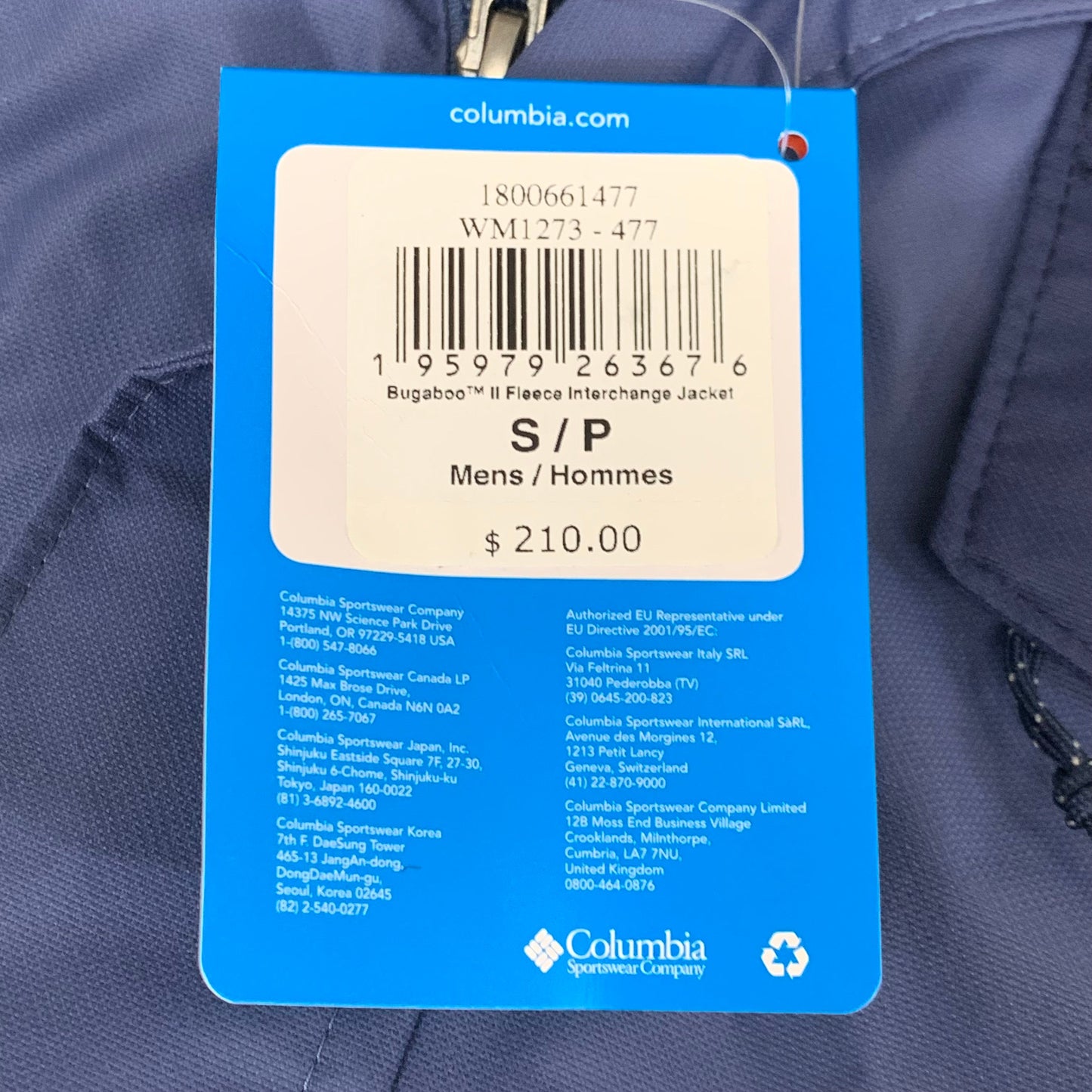 COLUMBIA Bugaboo II Fleece Interchange Jacket Men's Sz S Navy Blue 1800661477