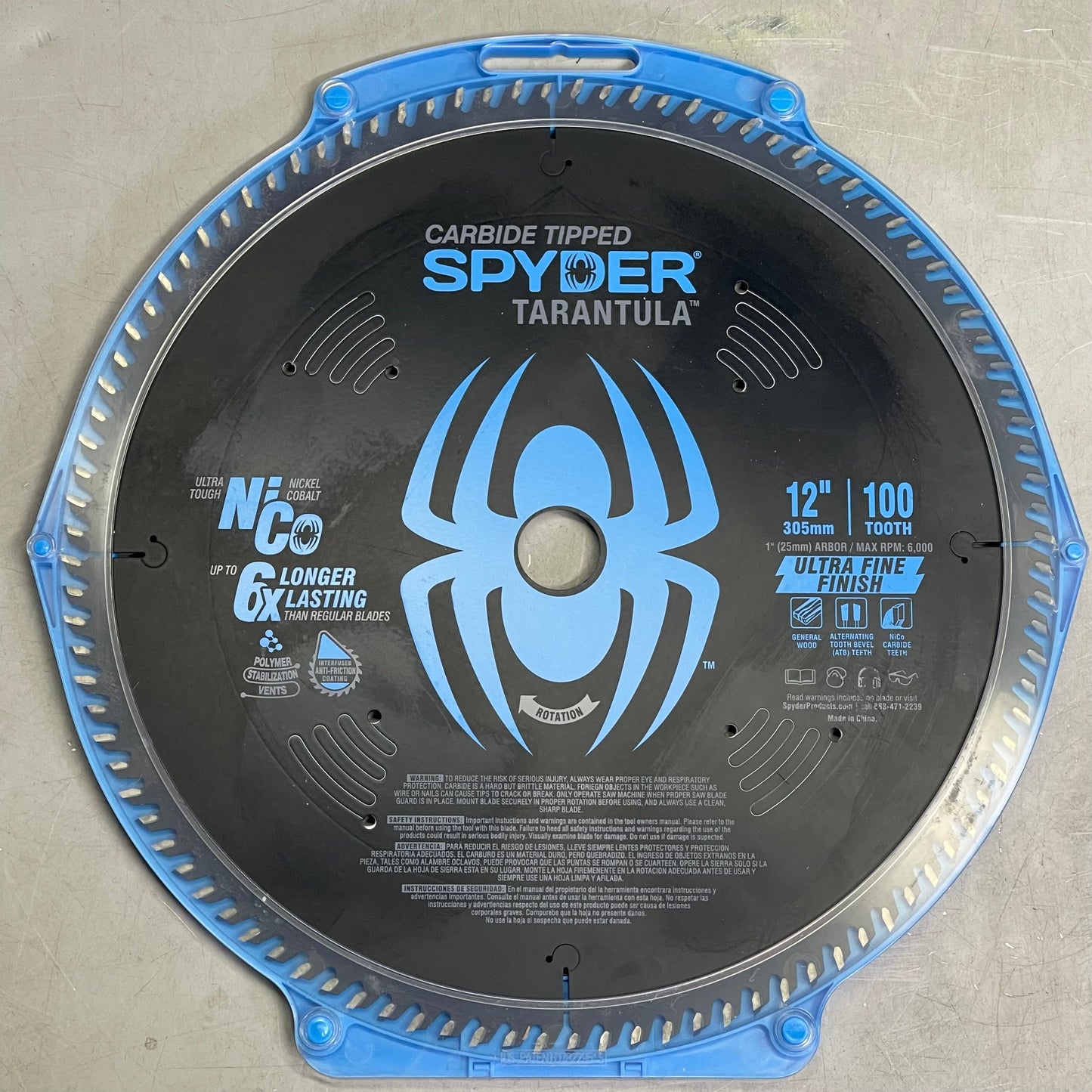 SPYDER Tarantula Ultra Fine Finish Circular Saw Blade 100-Tooth, 12" Black 13027