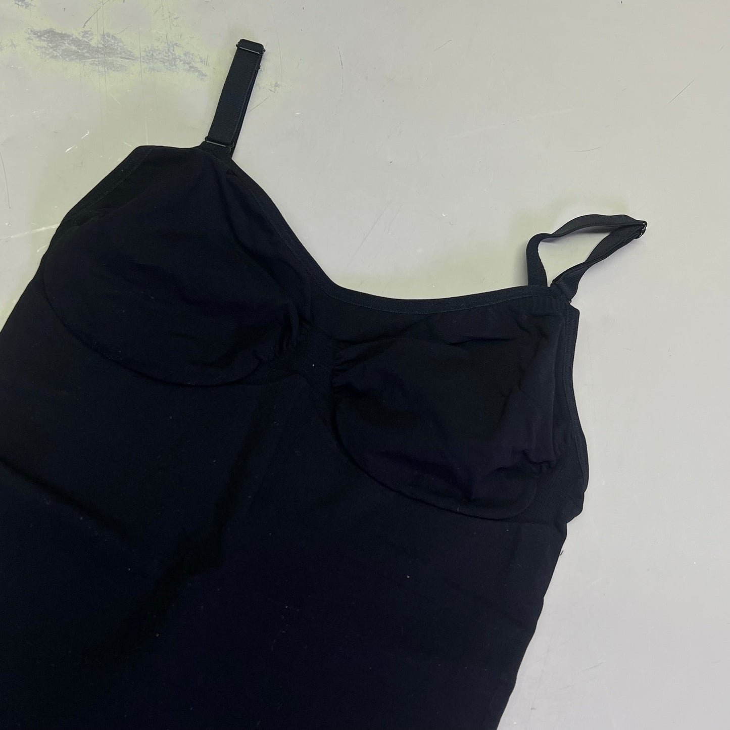 LUXMERY Breathable Stretch Fabric Low Back Sculpting Body Suit Sz L Black