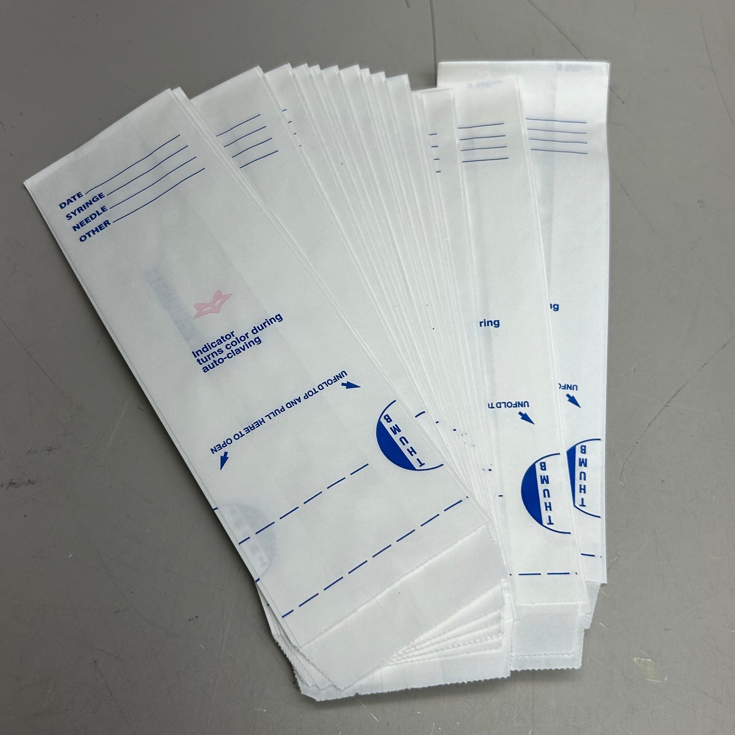 FOX CONVERTING  (1 Box, 1000 Bags) Tape Seal Sterilizing Bags 2.5"x1.5"x7.5" 150000101 (New Other- Damaged Packaging)