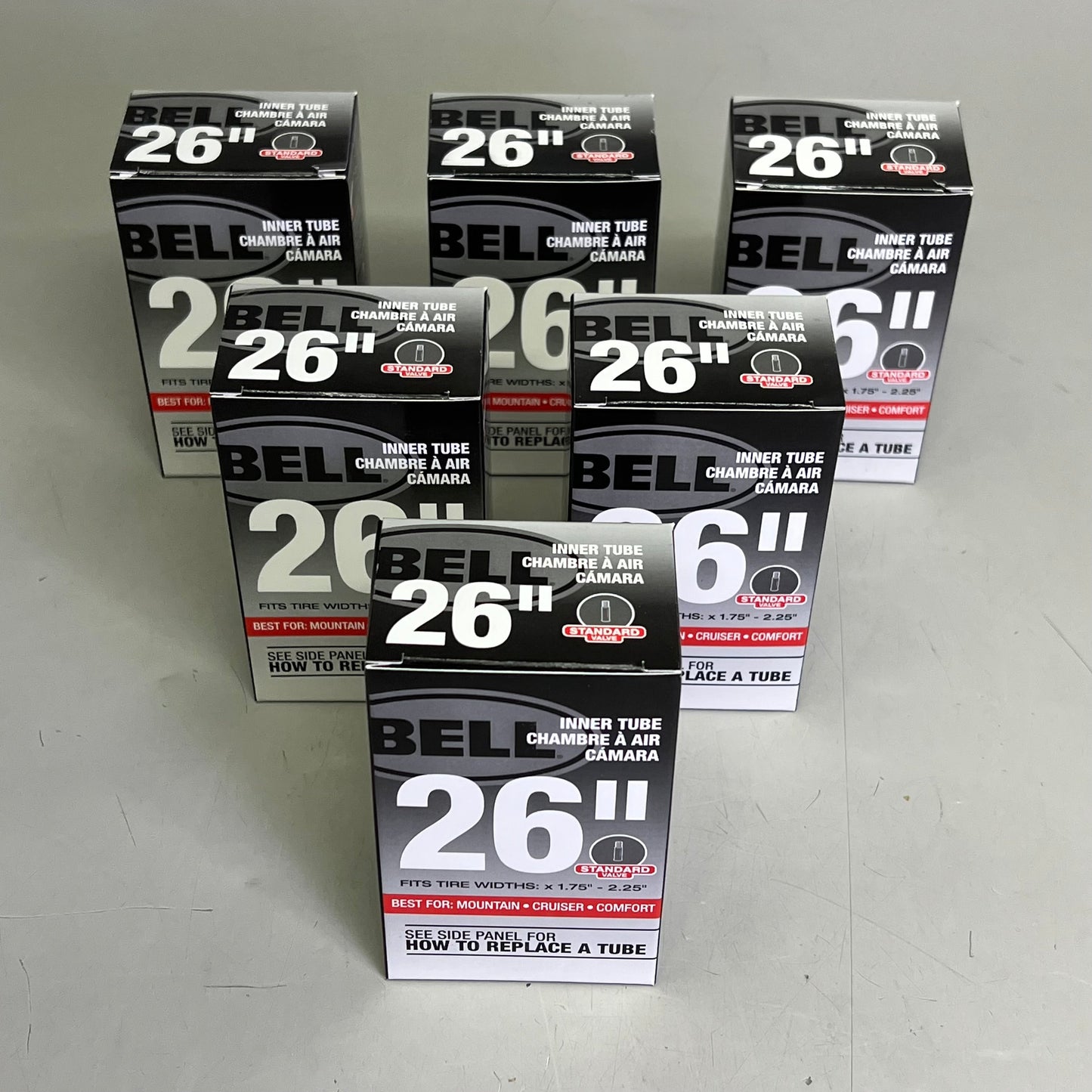 BELL (6 PACK) Bicycle Inner Tube Standard Valve 26" 1.75"-2.25" Black 7109079