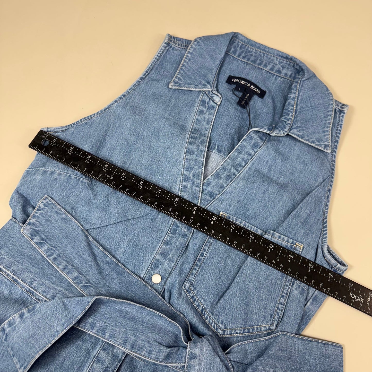 VERONICA BEARD Jeans Edwina Sleeveless Midi Dress Sz-6 Iceberg J24067101287IC
