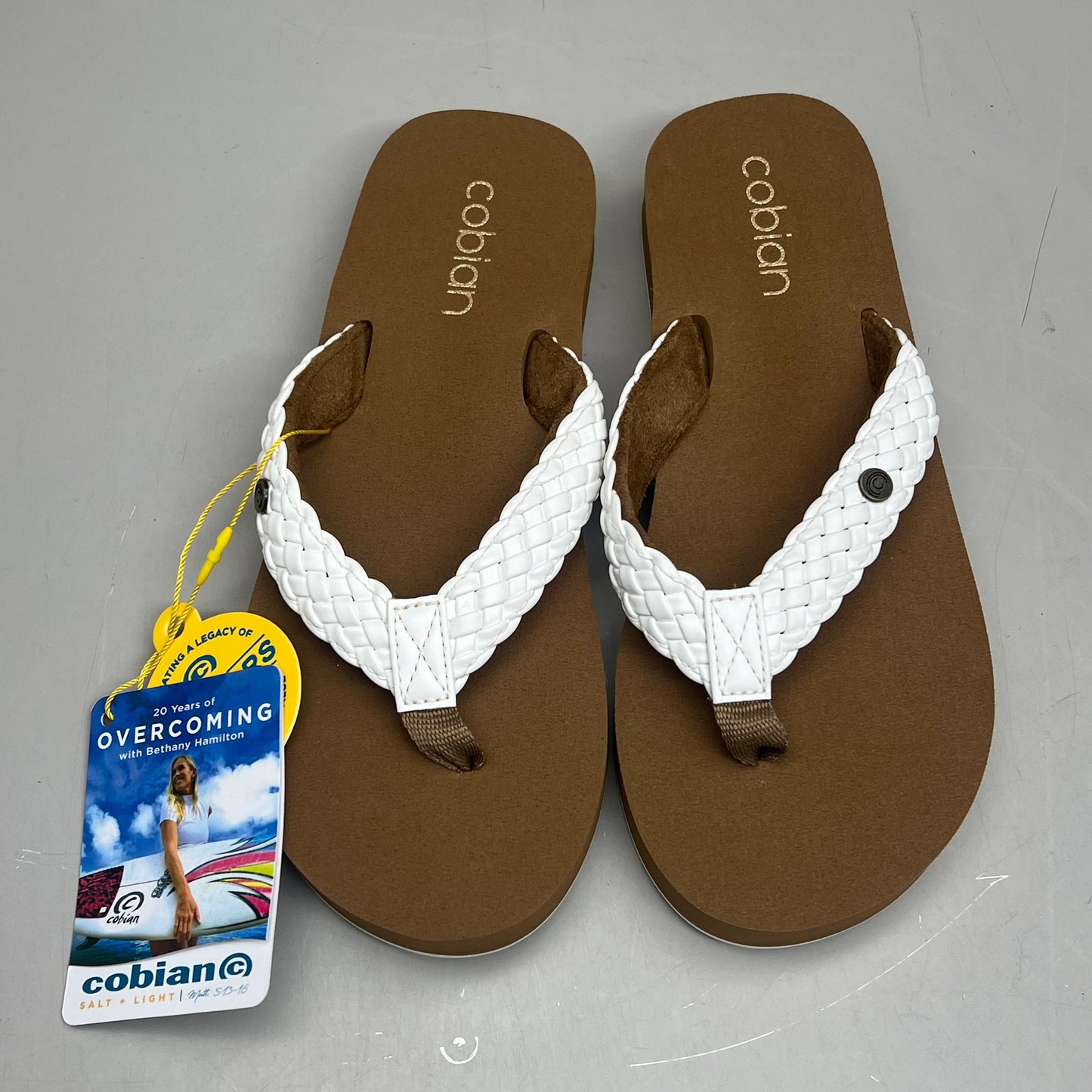 COBIAN Braided Bounce Synthetic Leather Sandals Women's Sz 7 EU 37 White BRB10-100-7