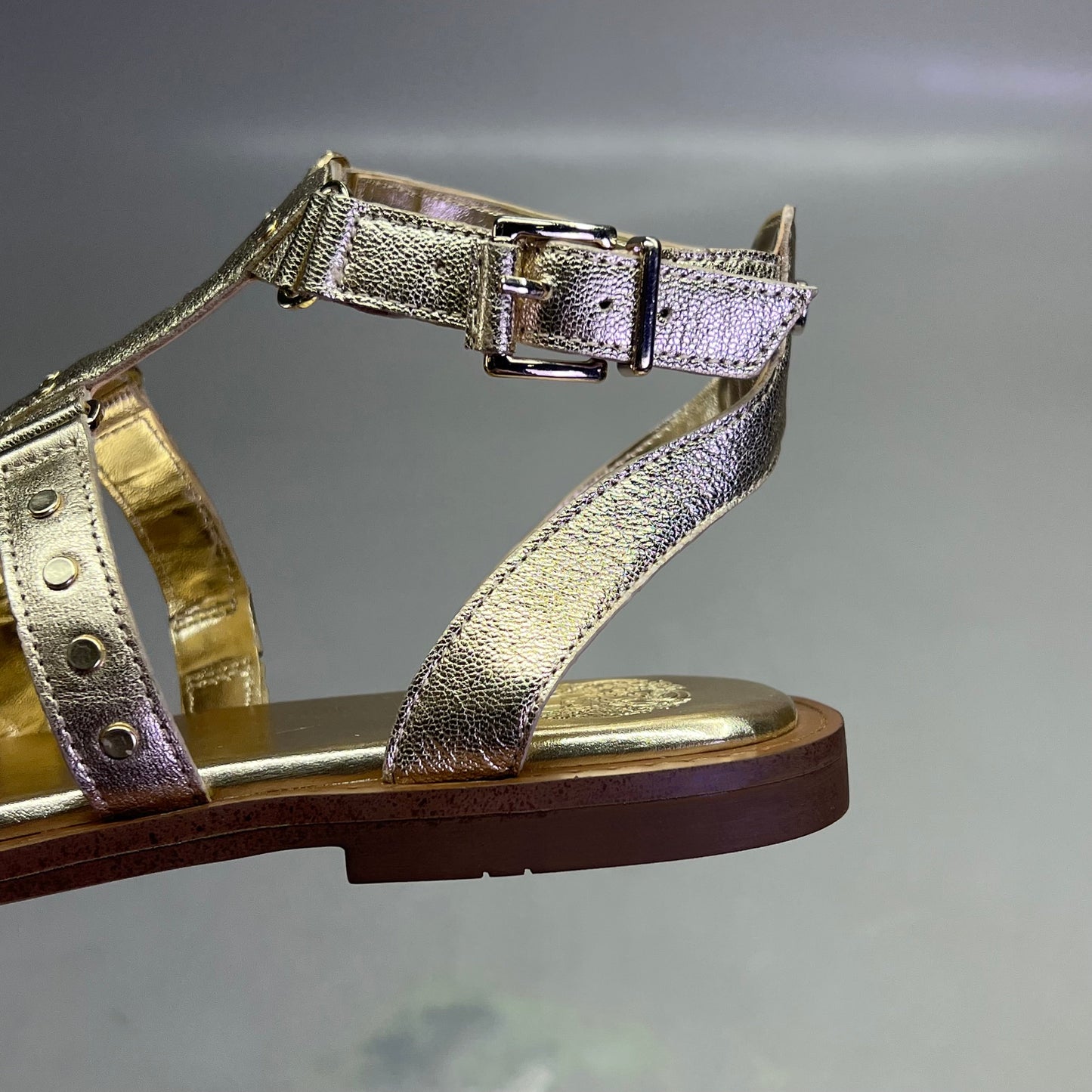 VINCE CAMUTO Leather Studded Gladiator Sandals Women's Sz 7M Egyptian Gold