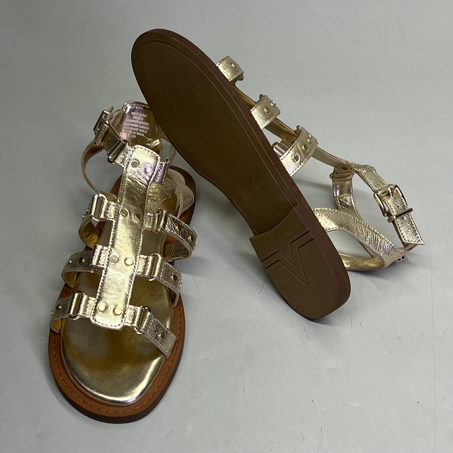 VINCE CAMUTO Leather Studded Gladiator Sandals Women's Sz 7M Egyptian Gold