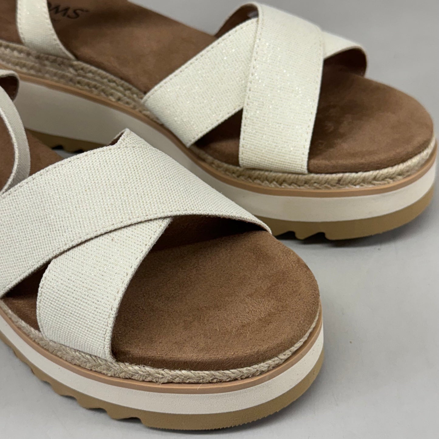 TOM'S Noelani Platform Wedge Sandals Women's Sz 9 EU40 Natural/Gold  10022418