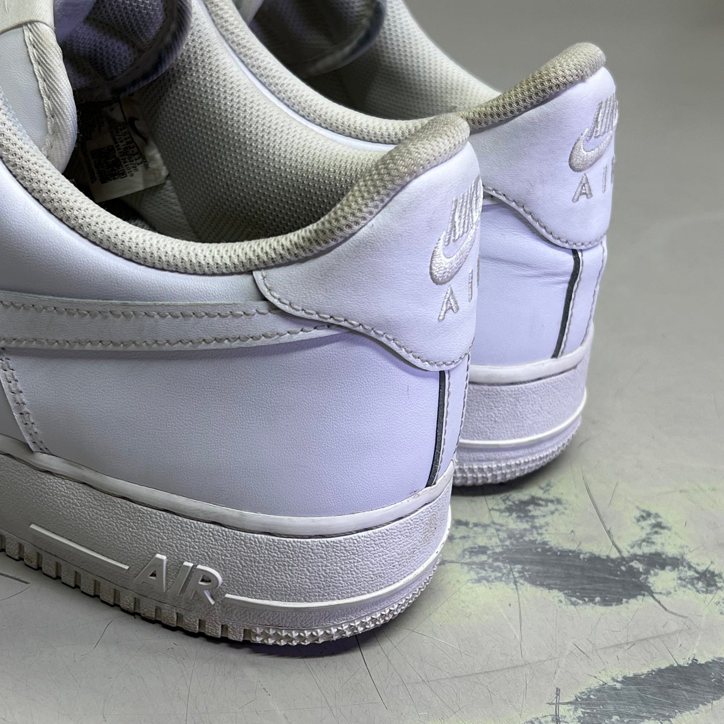 NIKE Air Force 1 '07 Leather Details Shoes Men's Sz 15 White (Pre-Owned)