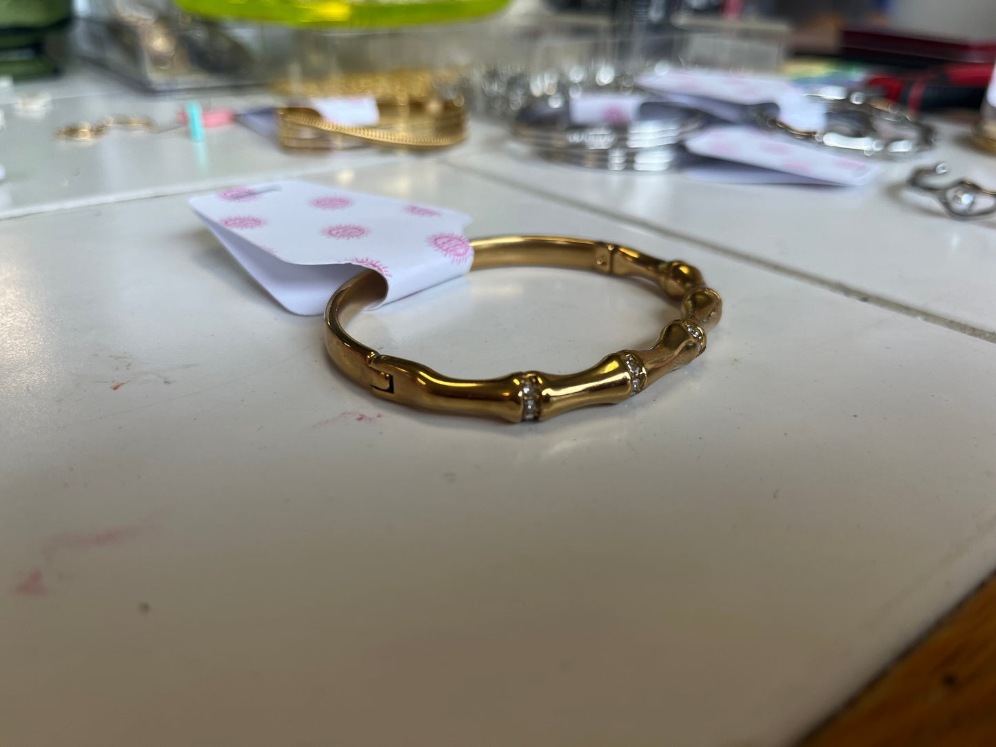 Bejeweled Bone Segment Titanium Bracelet