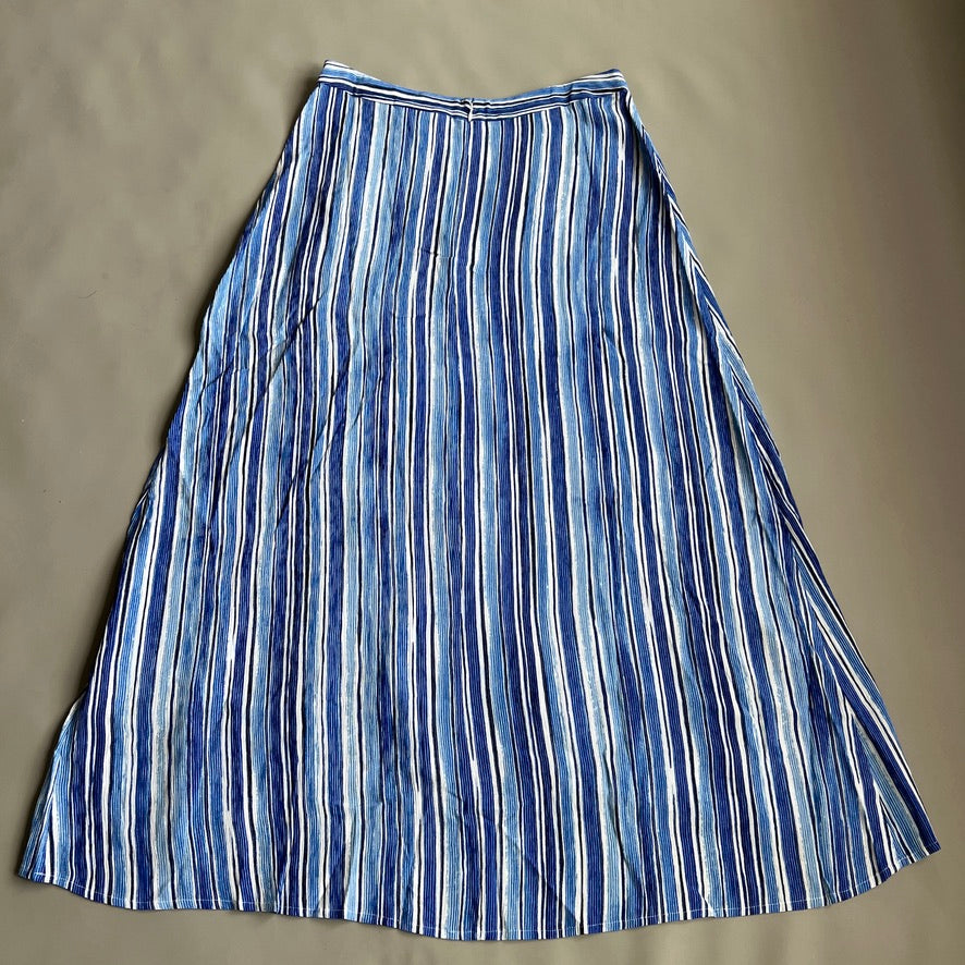 TOMMY BAHAMA Women's Divine Lines Maxi Skirt White Blue Boho Stripe Size 12 (New)