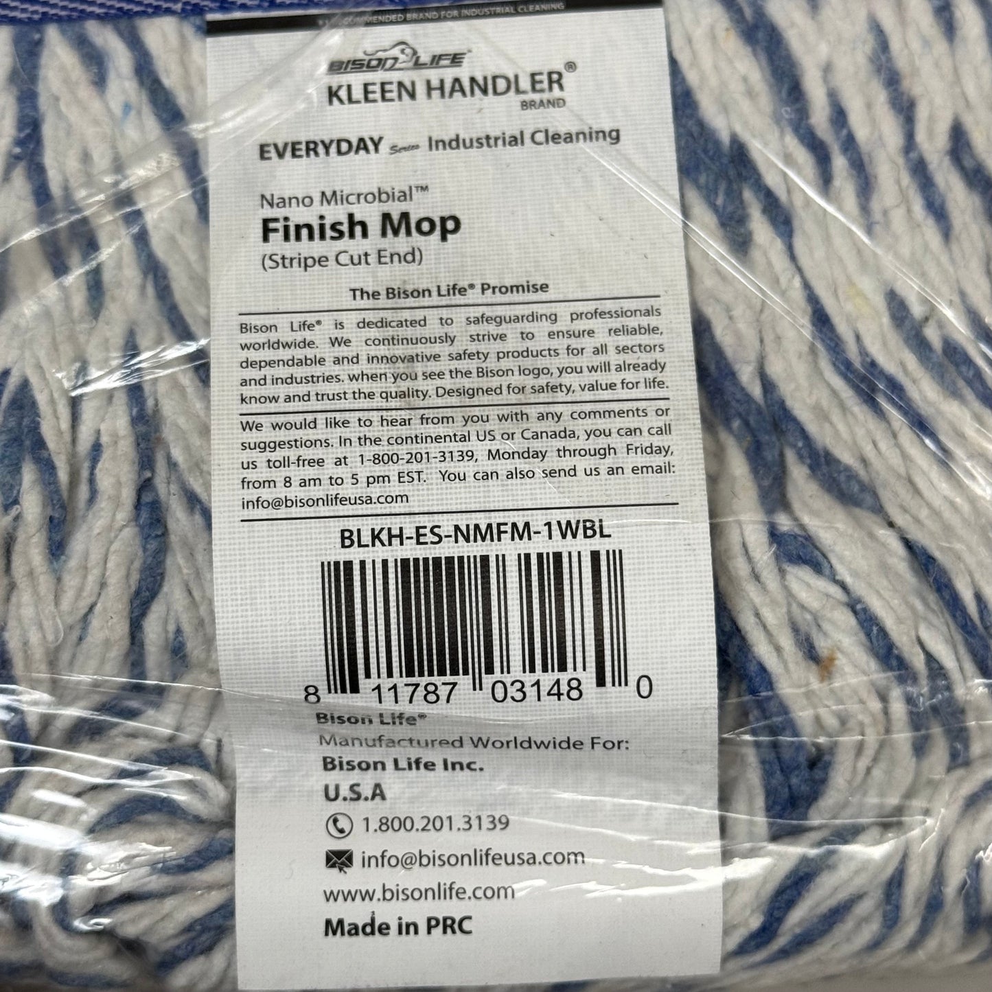 BISON LIFE (10 PACK) Nano Microbial Finish Mop Strip Cut End 1.25" BLKHESNMFM