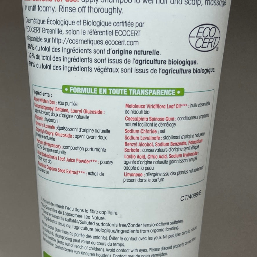 SO BIO ETIC (3-PACK) Shampooing Cheveux Fortifies Guarana Bio Shampoo 8.45 FL OZ (New)