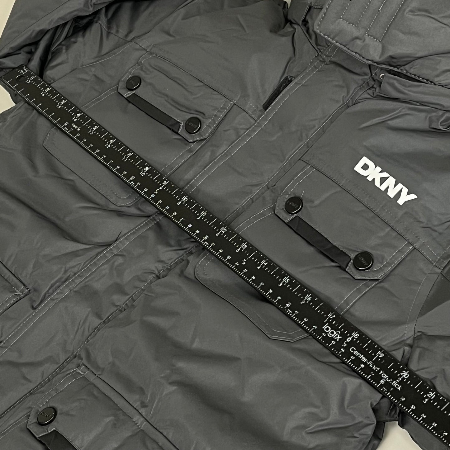 DKNY Boys' Winter Jacket Insulated Quilted Puffer Parka 14/16 Charcoal