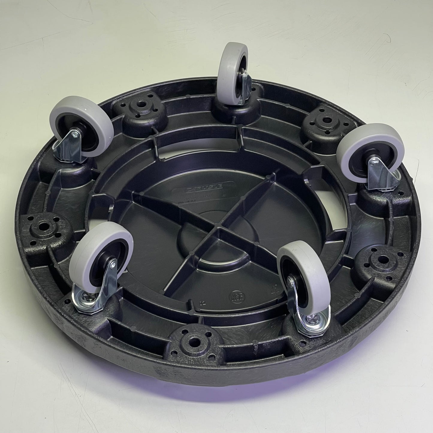 CARLISLE Bronco Round Trash Can Dolly W/ Replaceable Casters 18" Dia x 6" H 3691003