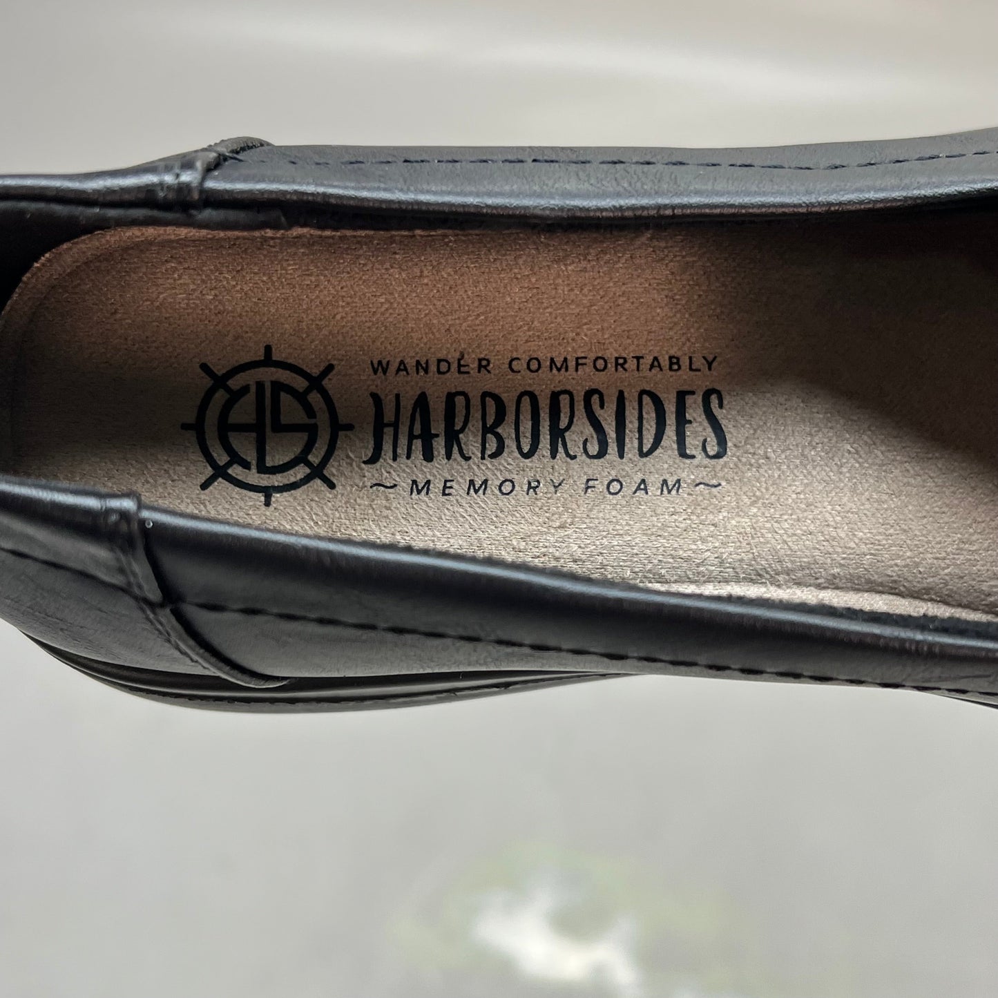 HARBORSIDES Noel Memory Foam Slip On Shoes Faux Leather Women's Sz 8.5 Black