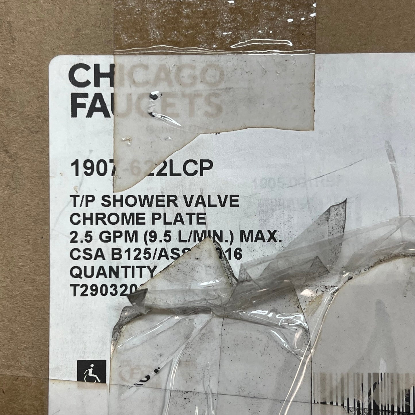 CHICAGO FAUCET Tub & Shower Fitting 1.5" Gpm 80 Psi  20 To 125 Psi 1907-622LCP