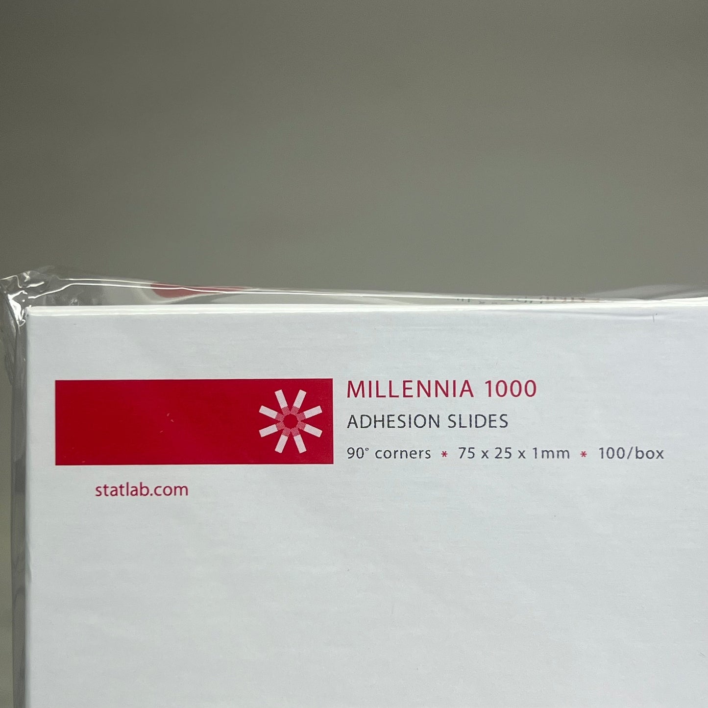 STATLAB (100 PACK) Millennia 1000 Adhesion Slides 90° Corners 75x25mm M1000W/90