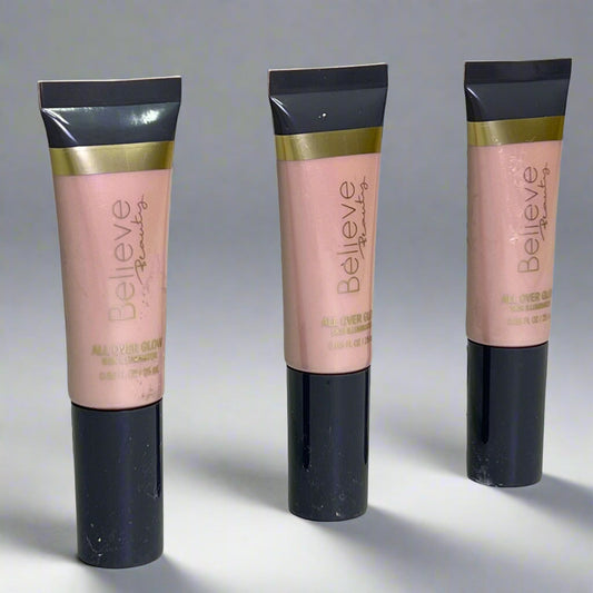 BELIEVE (3 PACK) ALL OVER GLOW Skin Illuminator 0.85 fl oz, Forbidden Kiss