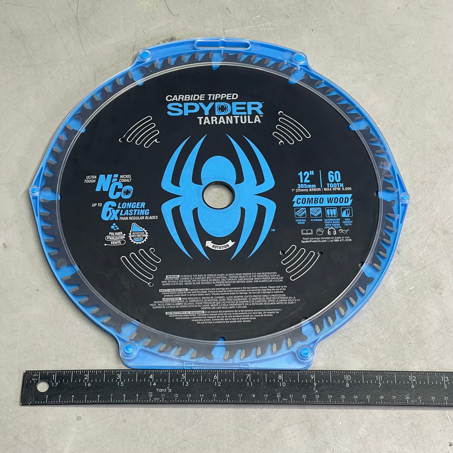 SPYDER Tarantula Combo Wood Circular Saw Blade 60-Tooth, 12" Black 13022