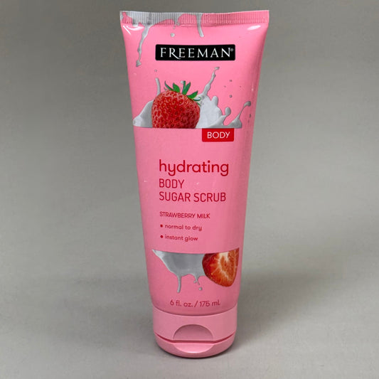 ZA@ FREEMAN (2 PACK) Hydrating Body Sugar Scrub Strawberry Milk Scent 6 fl oz