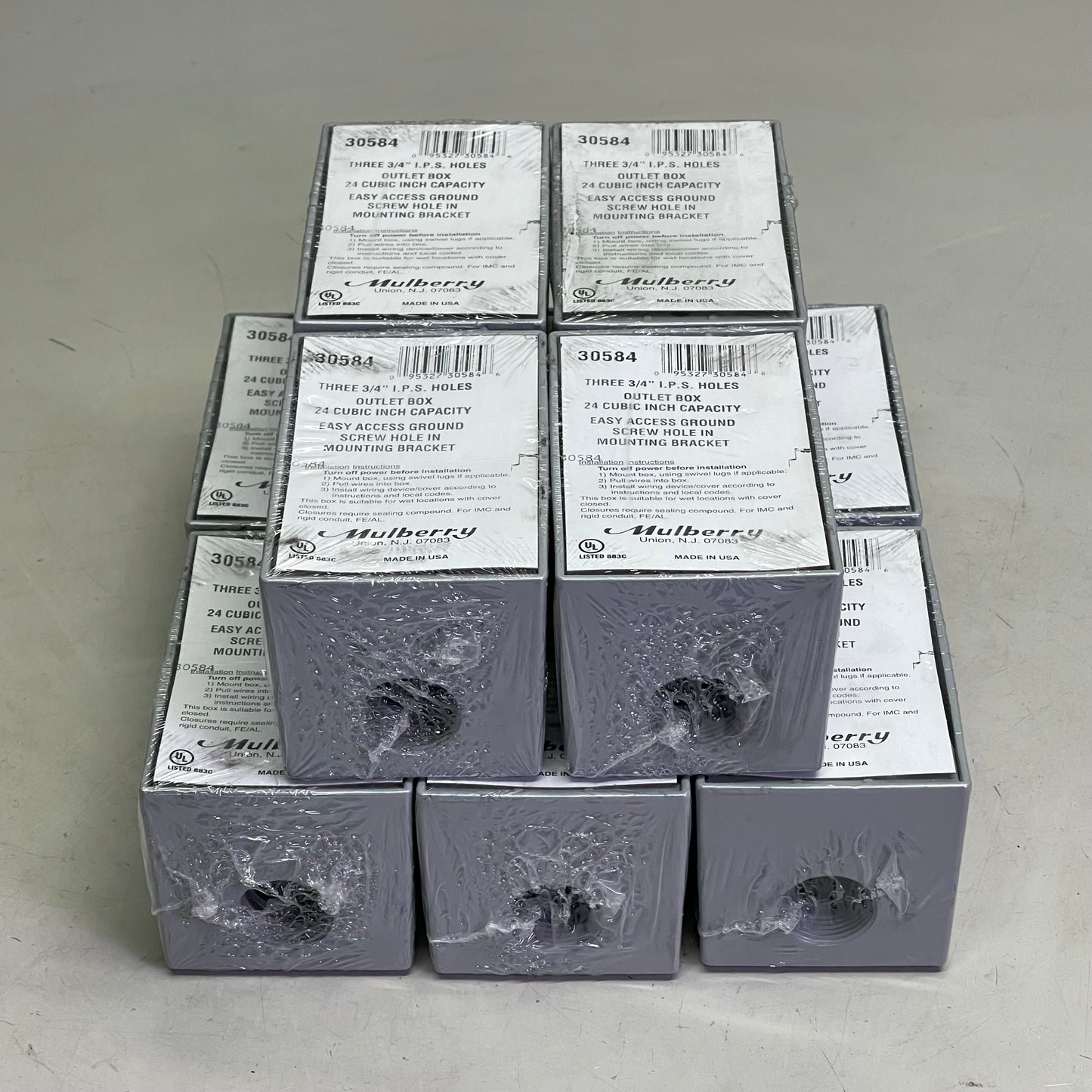 MULBERRY (10 PACK) Electrical Outlet Box, Wet Location Three 3/4" Hubs  Aluminum 30584