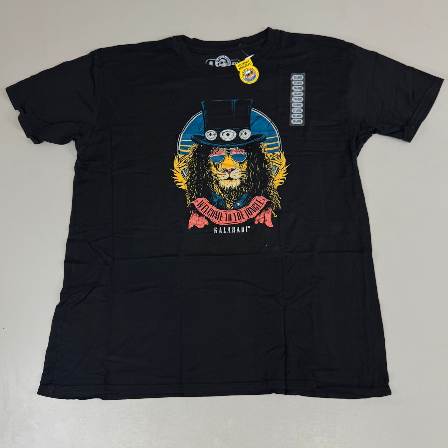 THE DUCK COMPANY Welcome To The Jungle Kalahari T-Shirt Adult XX-Large Black,Blue,Yellow