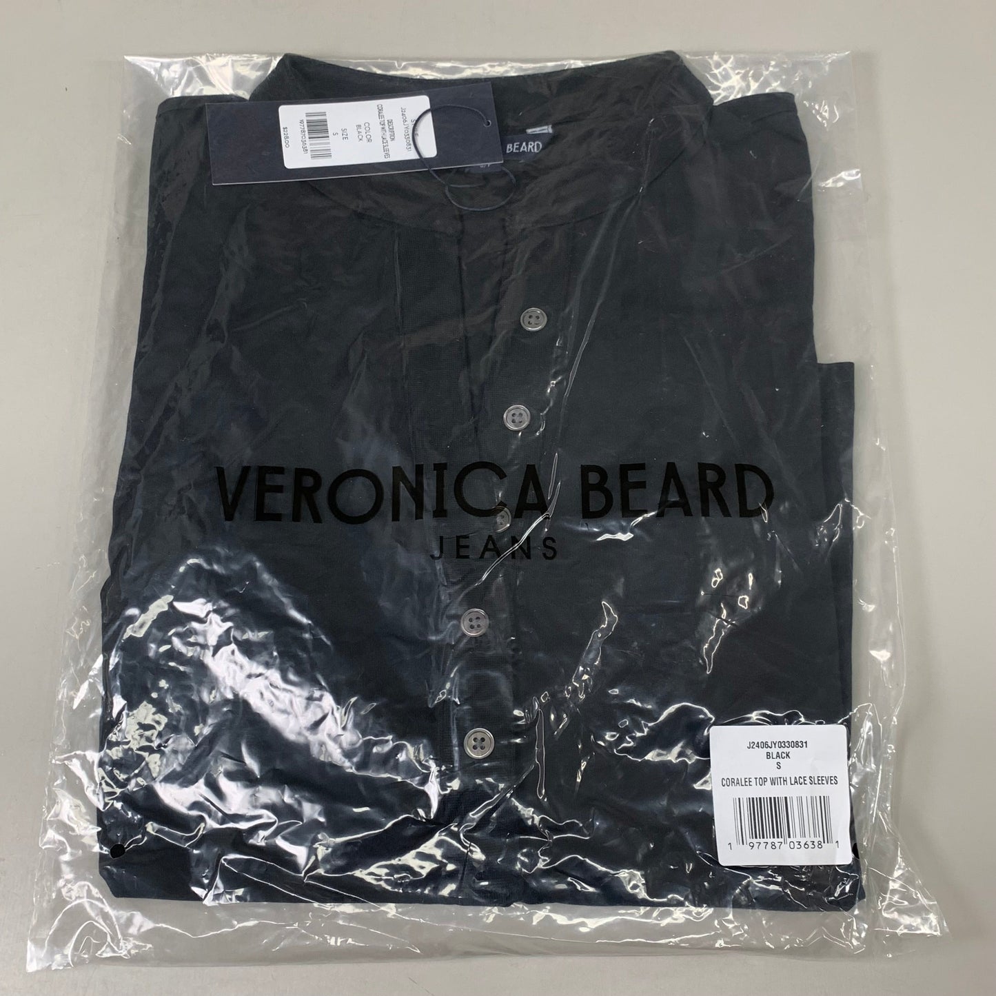 VERONICA BEARD Jeans Women's Coralee Top Lace Sleeves Sz-S Black J2406JY0330831