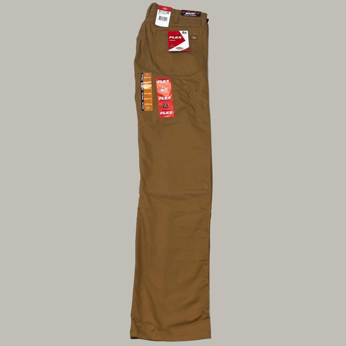 DICKIES Flex Regular Fit Double Knee Pant Men's Sz 36X30 Stonewashed Brown Duck