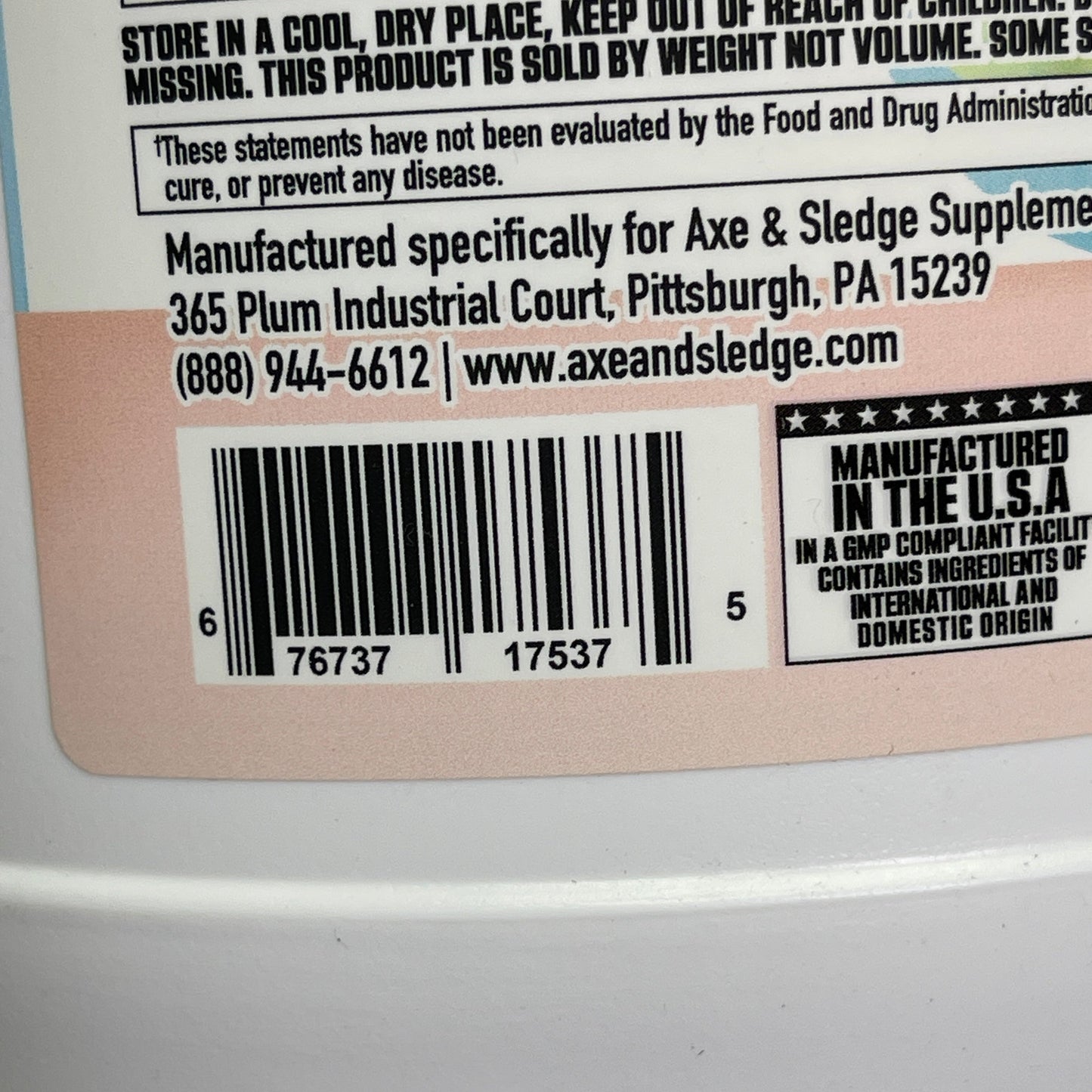 ZA@ AXE & SLEDGE Farm Fed 25G 100%Whey Protein Marshmallow Milk 28 Servings BB 04/26