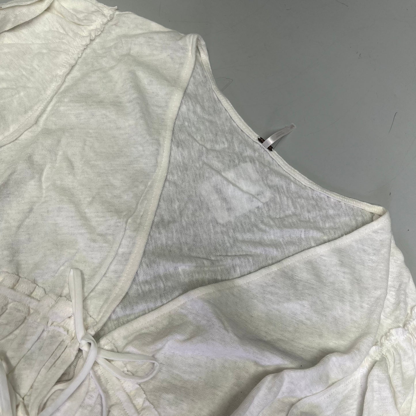 FREE PEOPLE Breezy Beachy Cotton Linen Let's Go Blouse Women's Sz XS Ivory