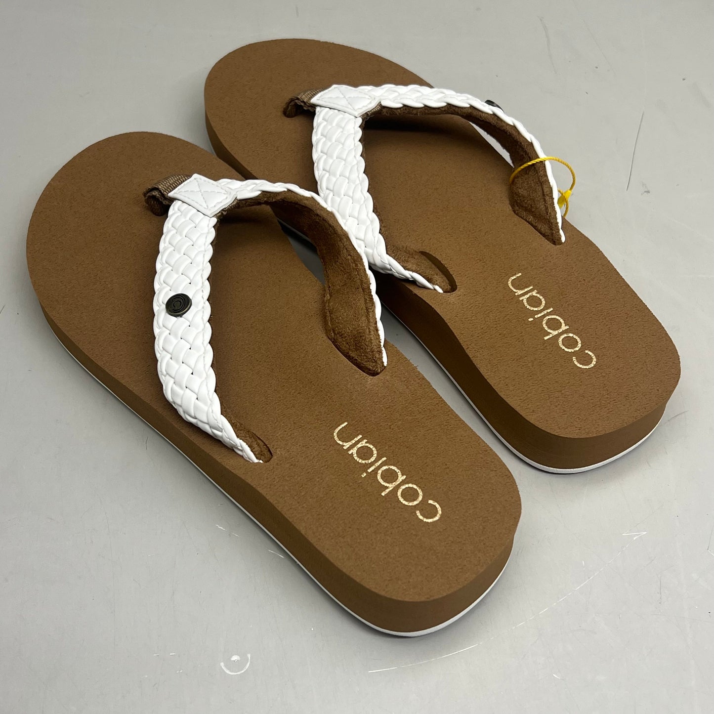 COBIAN Braided Bounce Synthetic Leather Sandals Women's Sz 7 EU 37 White BRB10-100-7