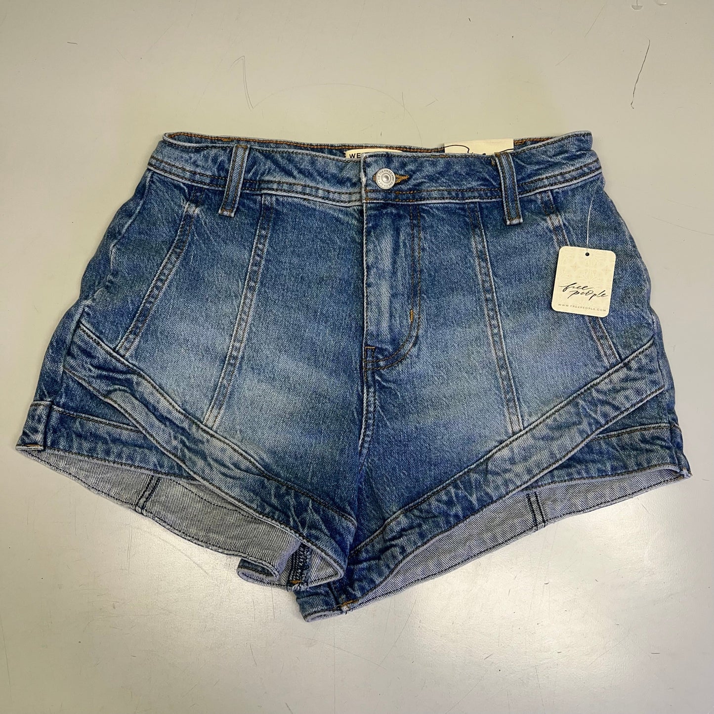 FREE PEOPLE CRVY Mona High-Rise Shorts  Women's Sz 31 Power Trip Blue 89248835