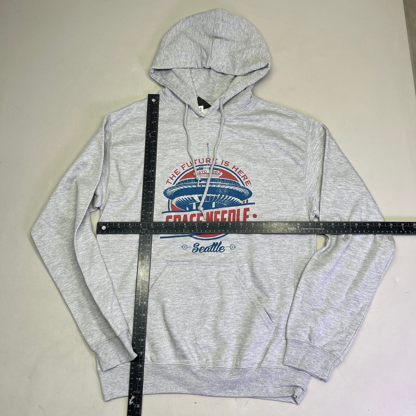 POINT Seattle Washington Space Needle Hoodie Unisex Sz S Heather Grey 041713