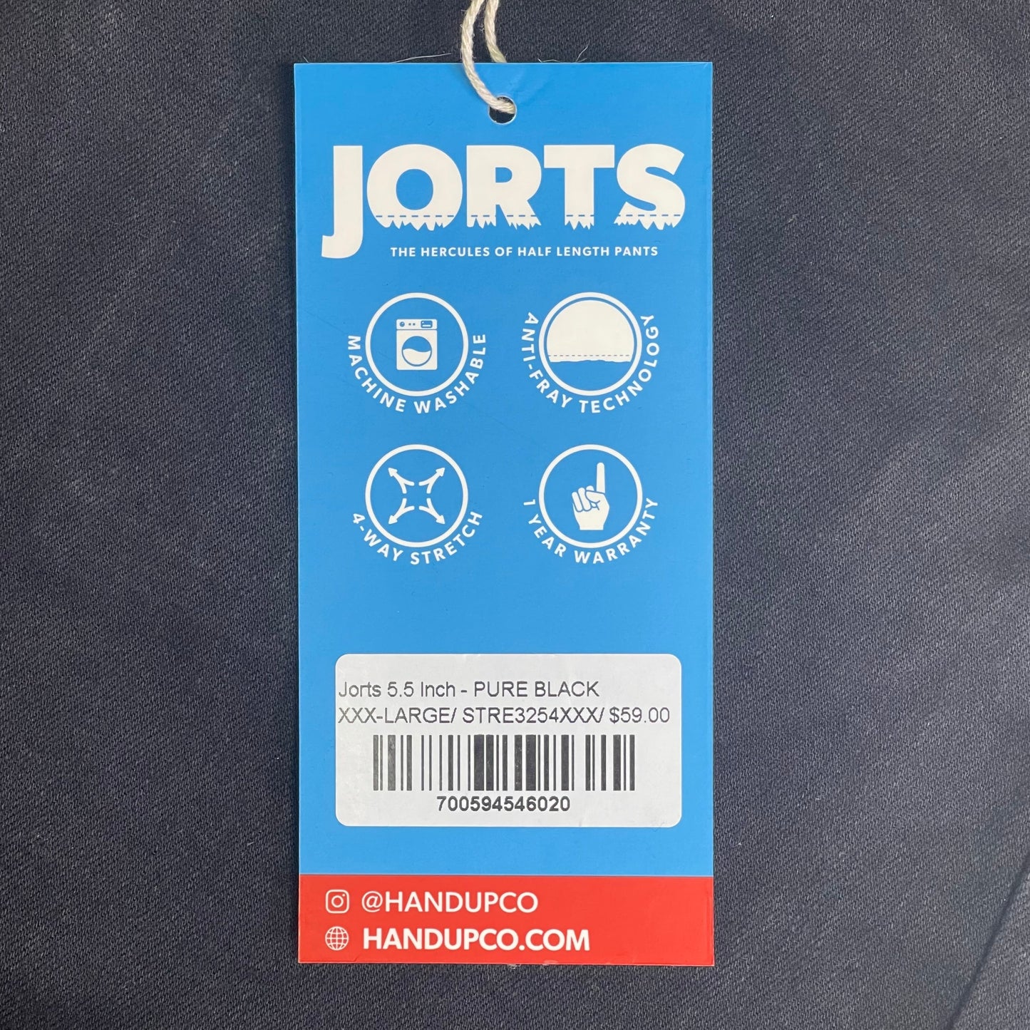 HANDUP APPAREL Jorts 5.5" XXXL Men's Pure Black STRE3254XXX