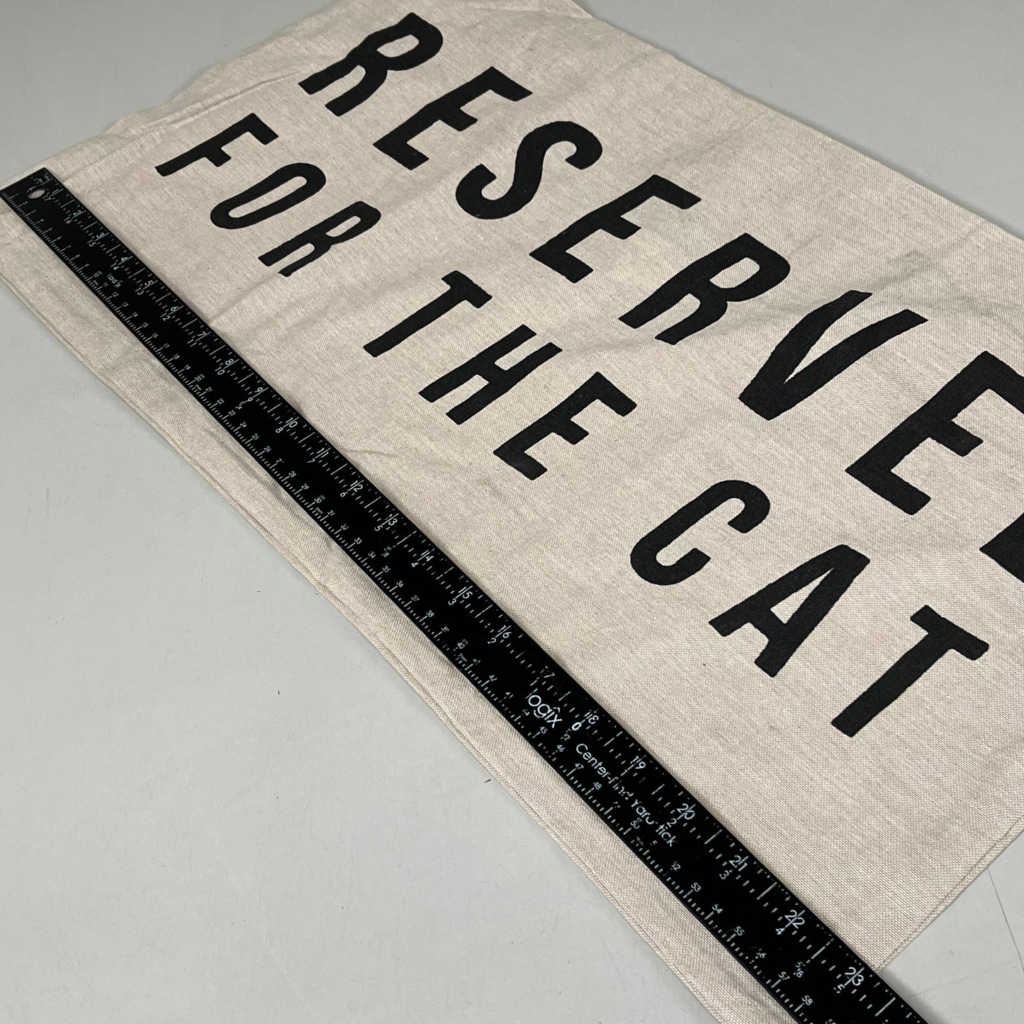 CREATIVE CO-OP Reserved for The Cat Cotton Pillow 24"W x 14" H Creme DF0524