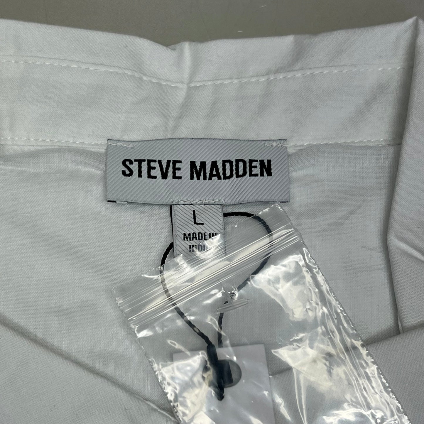 STEVE MADDEN Fit & Flare Shirt Dress Long Sleeve Button Cuff Women's Sz L Cloud