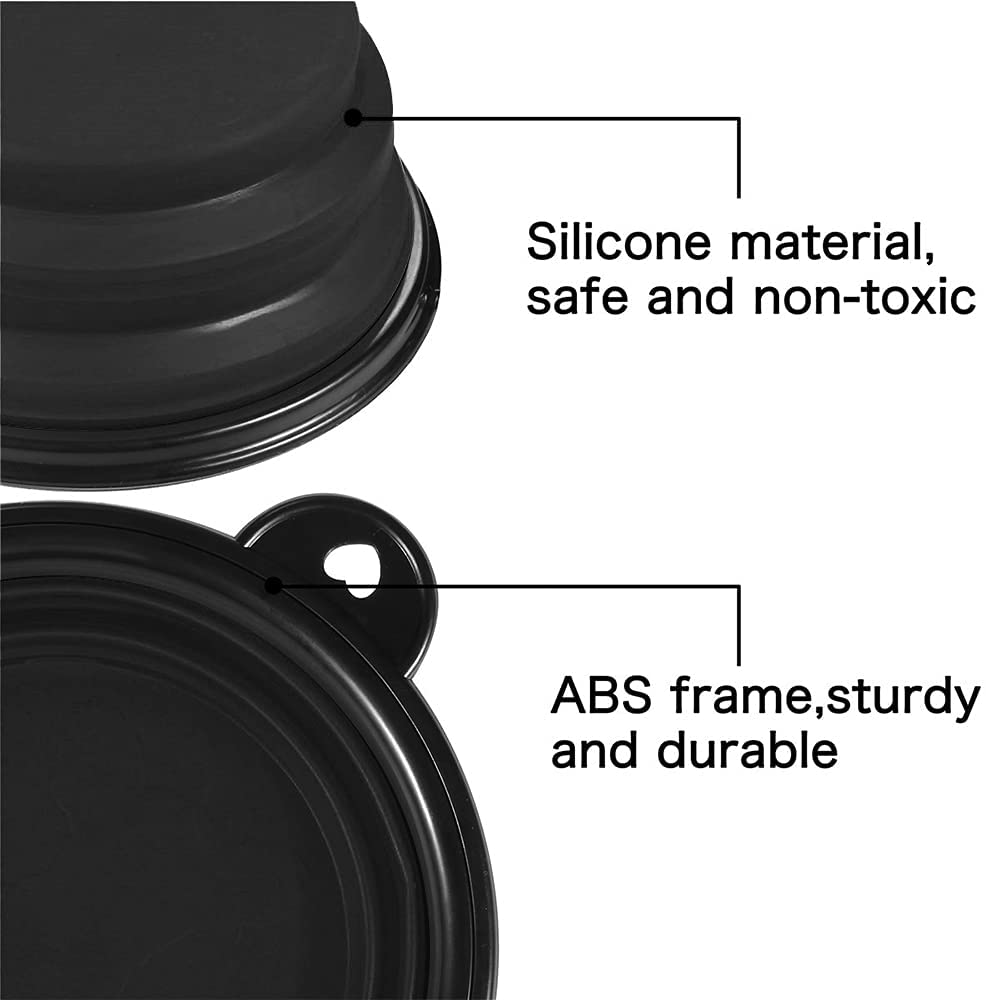5" Portable and Foldable Small Dog Bowl-Black (5 Pieces)