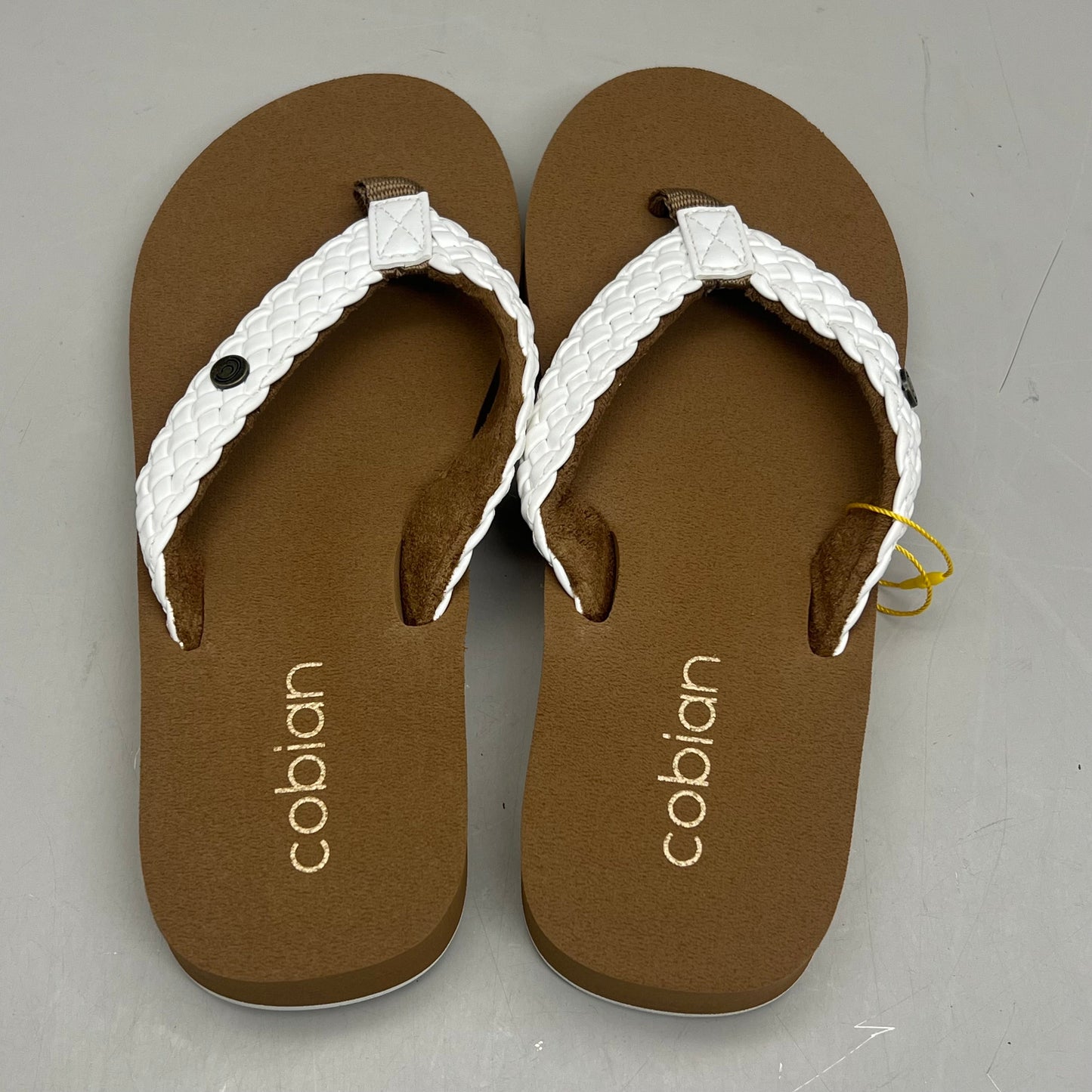 COBIAN Braided Bounce Synthetic Leather Sandals Women's Sz 7 EU 37 White BRB10-100-7