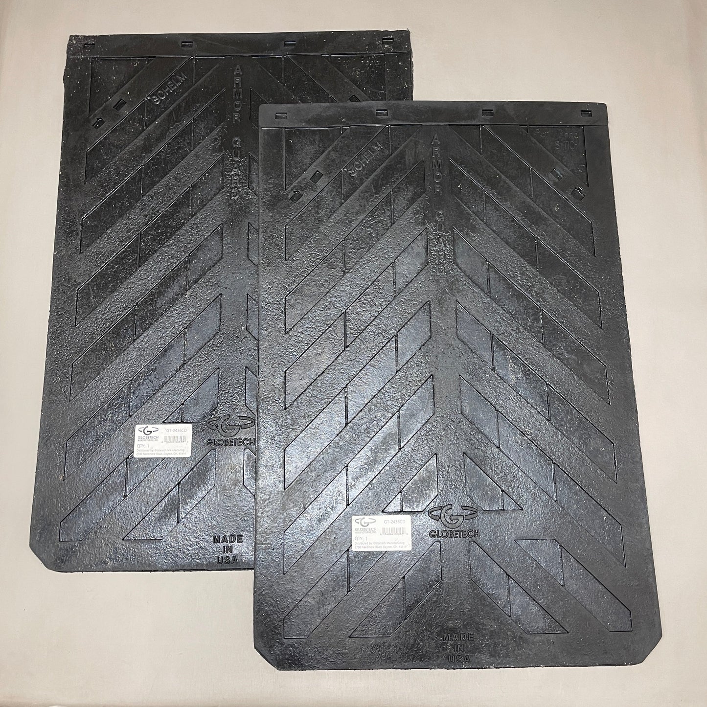 GLOBETECH 2-PACK! Rubber Mud Flaps 24" W x 36" L Black 2436CD (New)