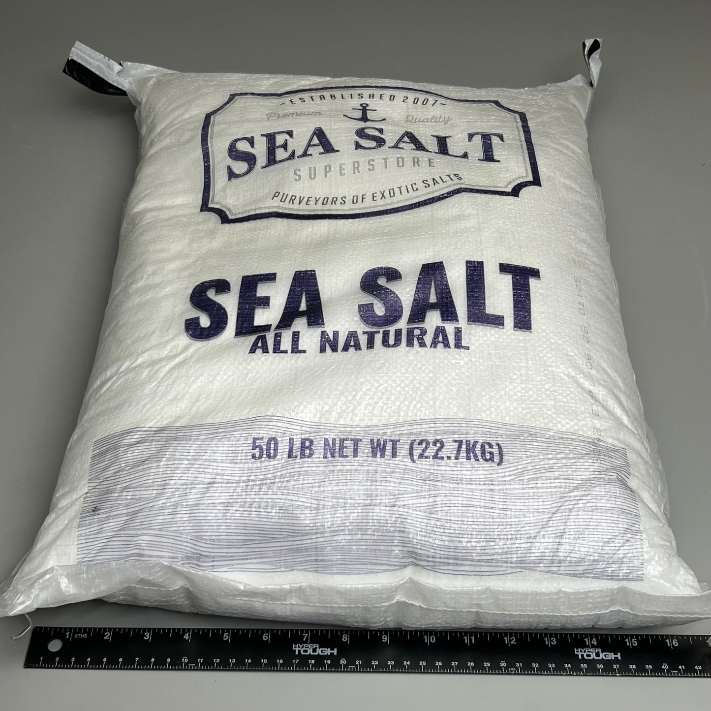 SEA SALT SUPERSTORE (50 LBS) All Natural Kosher Fine Grain Sea Salt BB 06/28