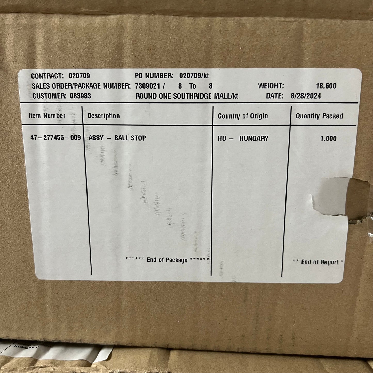 ROUND ONE SOUTHRIDGE (2 boxes/10 Pcs) Tension Rod Assy Sz 44”-53”L