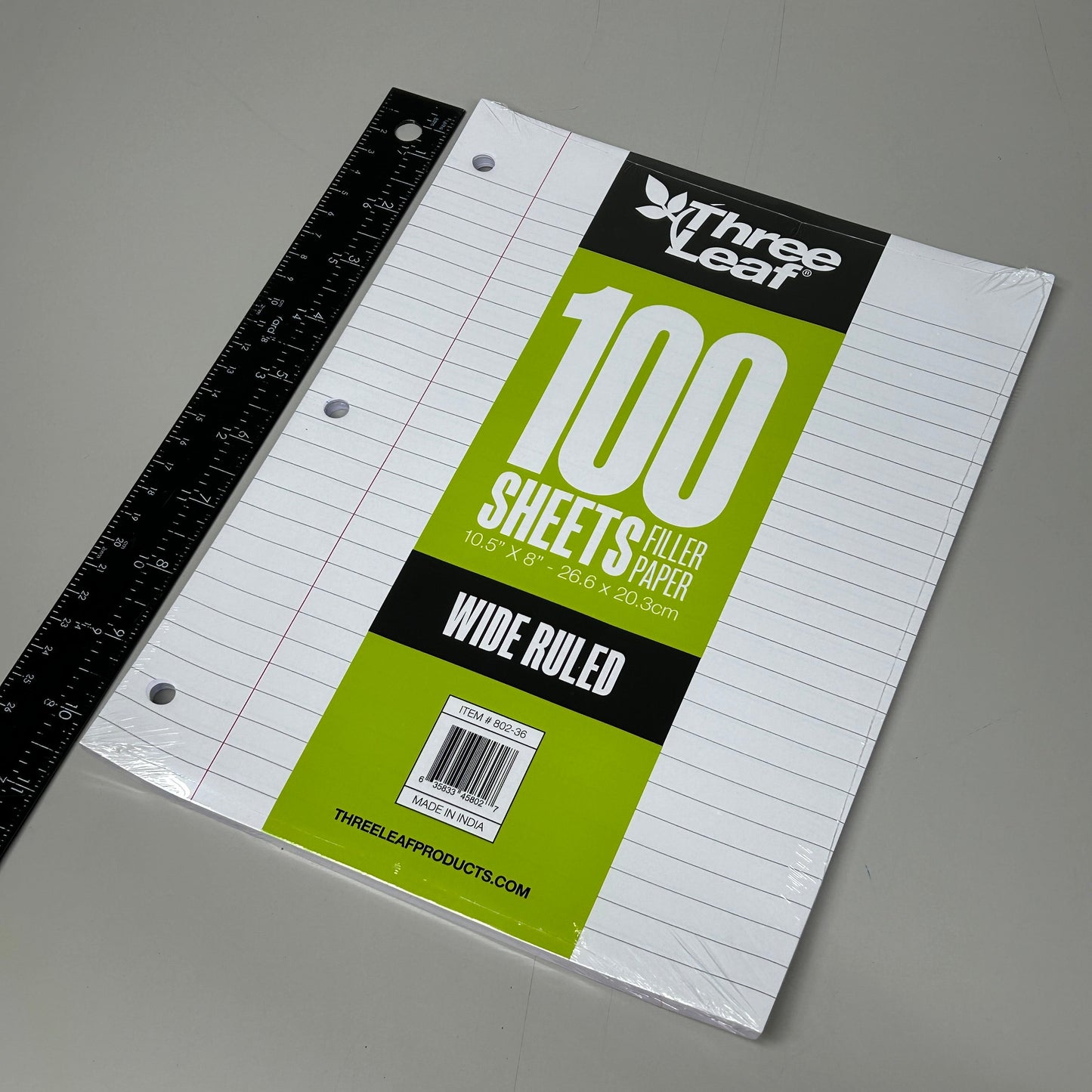 THREE LEAF (36 PACK) Filler Paper Wide Ruled 100 Count 10.5" x 8" (New)