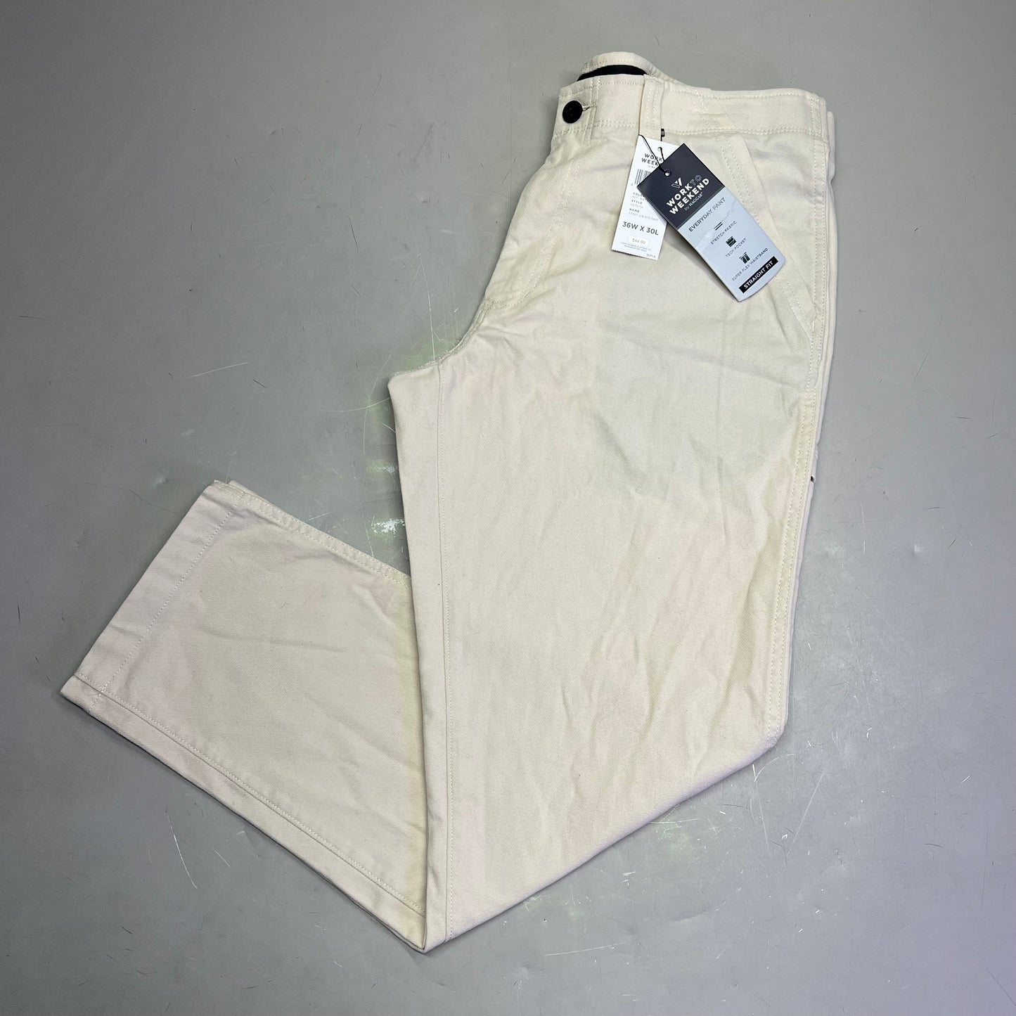 HAGGAR Work To Weekend Everyday Pant Straight Fit Men's Sz 36W X 30L 107 Natural
