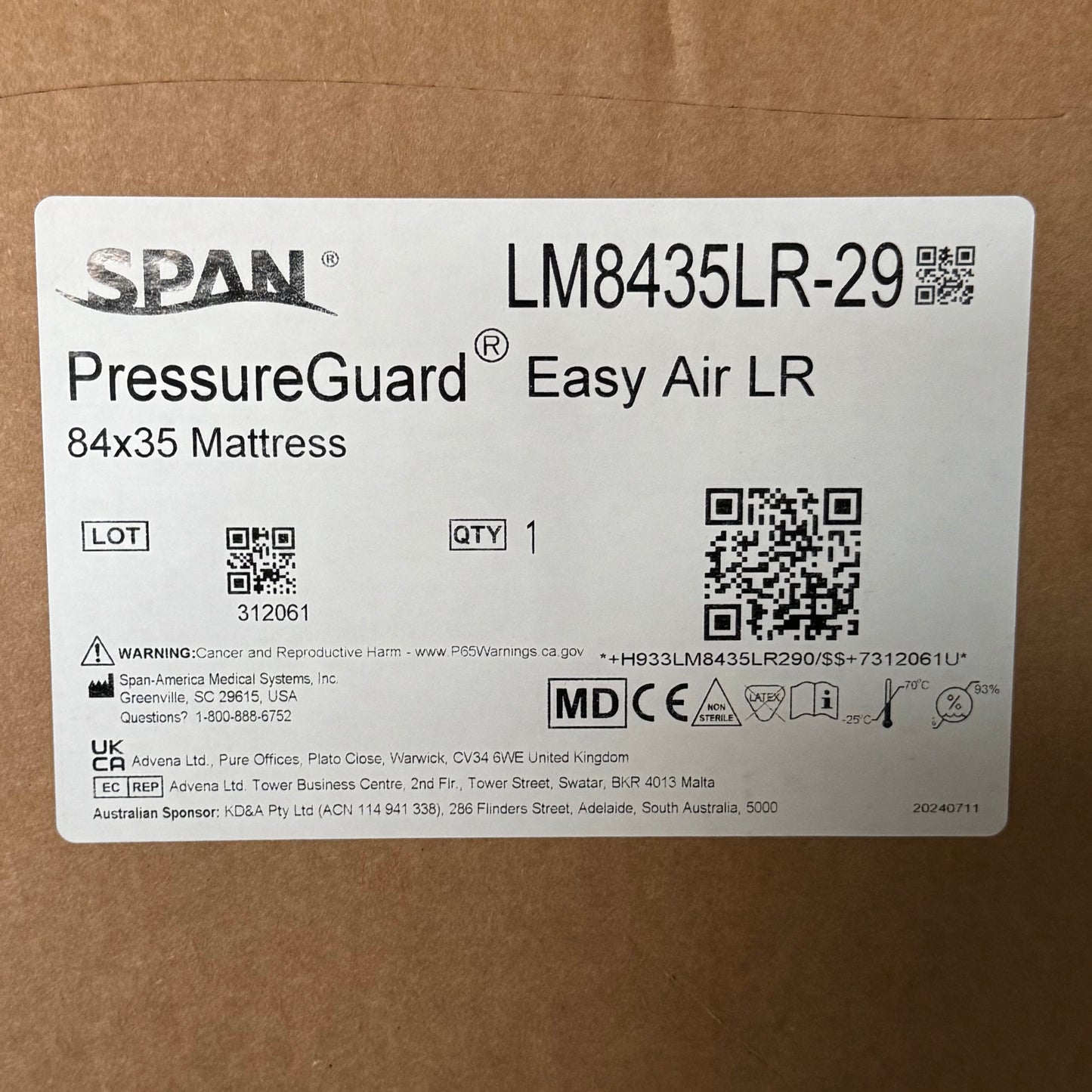 SPAN AMERICA (3 Boxes) Pediatric Bed Mattress w/ Air Control Box LM8435LR-29
