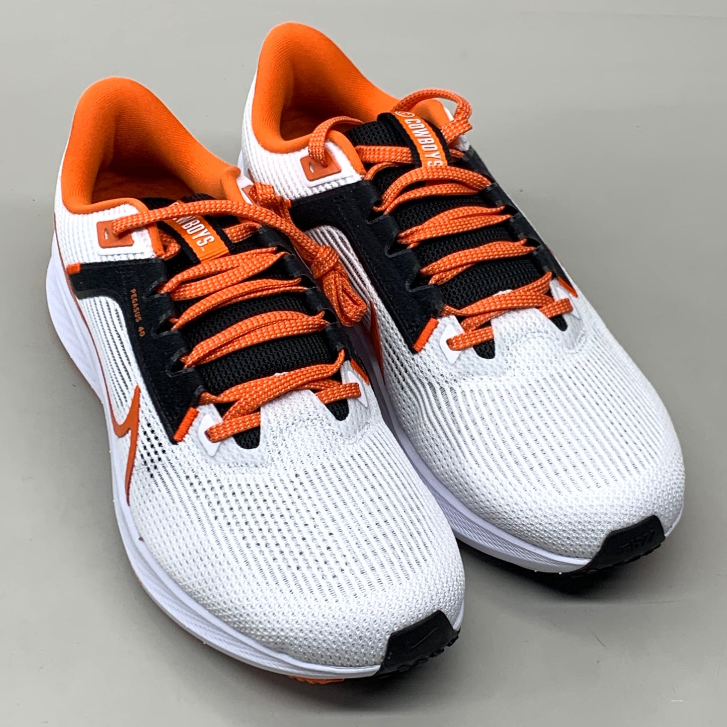NIKE Zoom Pegasus 40 OK STATE White Shoes, Brilliant Orange & Black 10 W 8.5 M DZ5973-100
