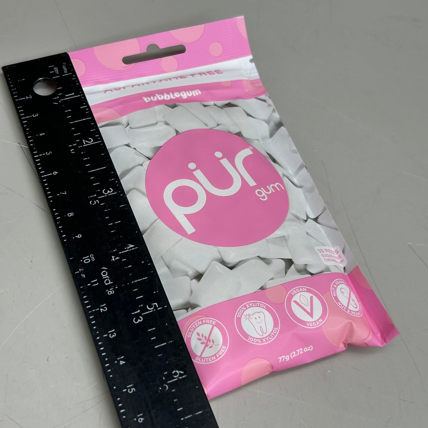 PUR (12 PACK, 55 Pieces Each) Sugar Free BubbleGum Flavored Chewing Gum