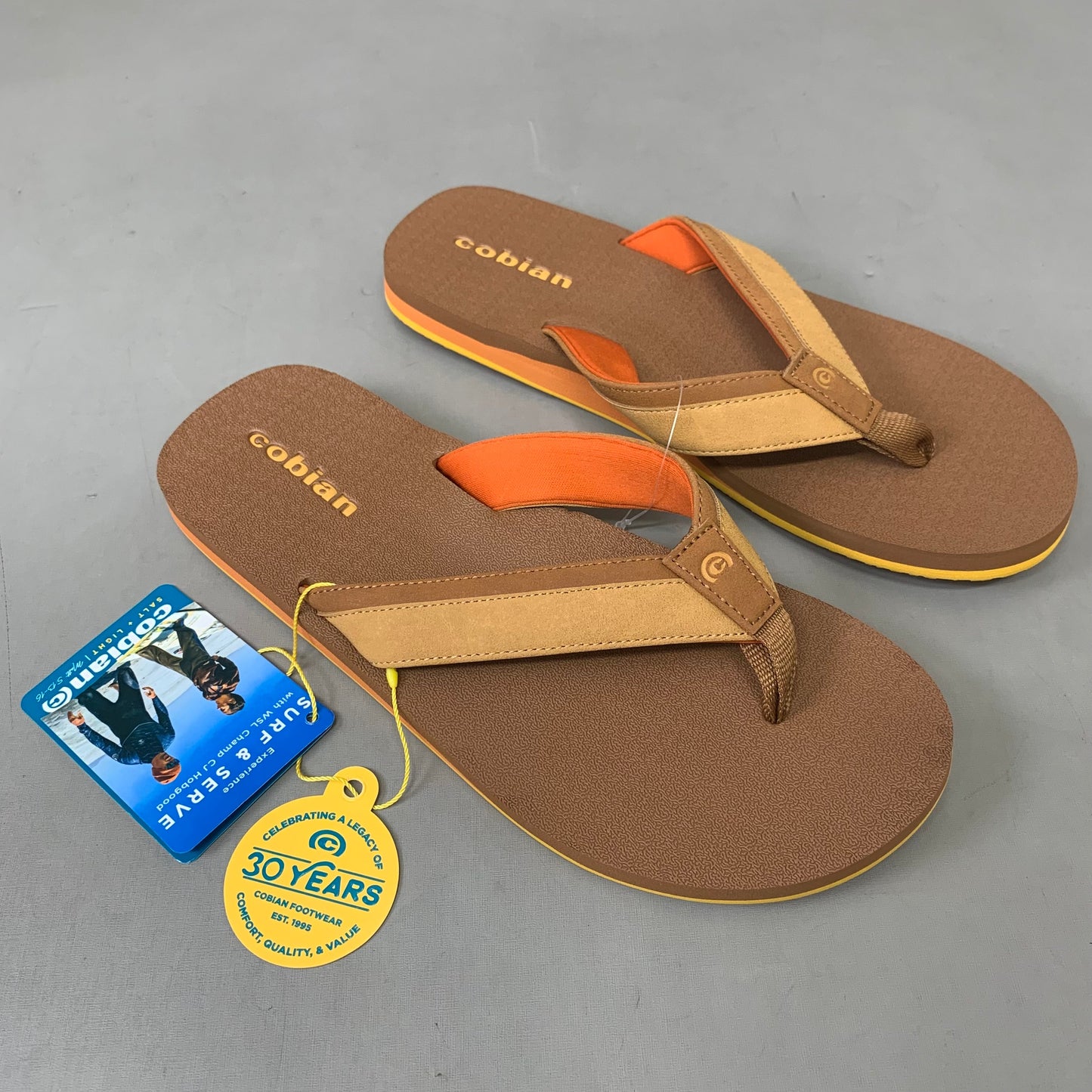 COBIAN Foamie Full Arch Support Sandals Men's Sz 10, 43 Eu Brown FAO25-200-10